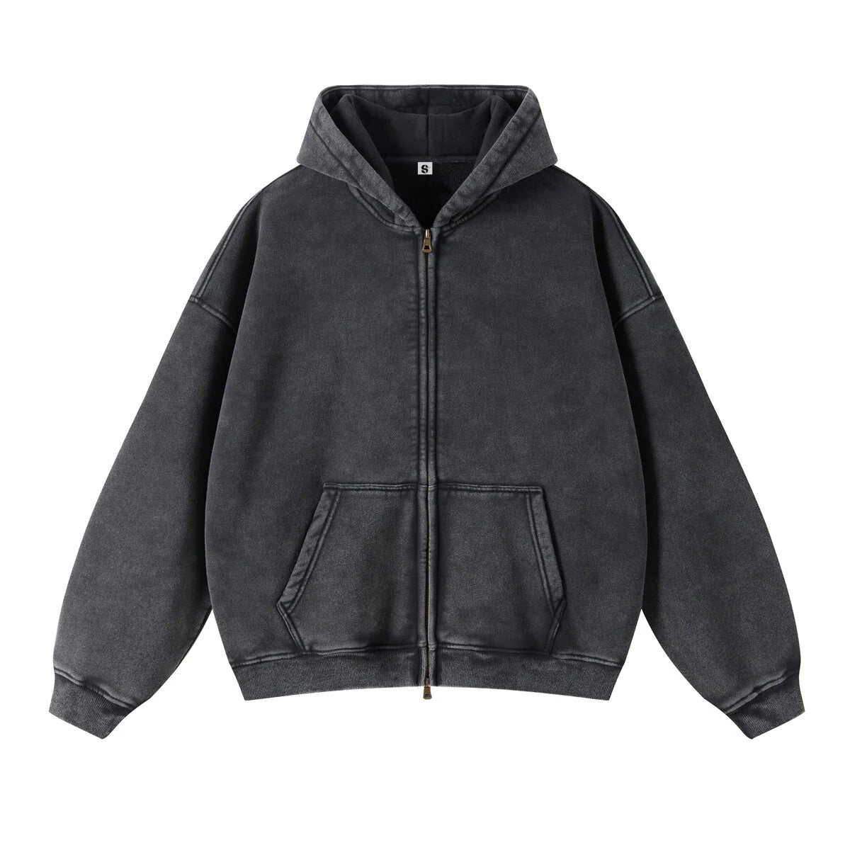Washed Oversized Retro Zip-Up Hoodie simple, vintage, premium, professional