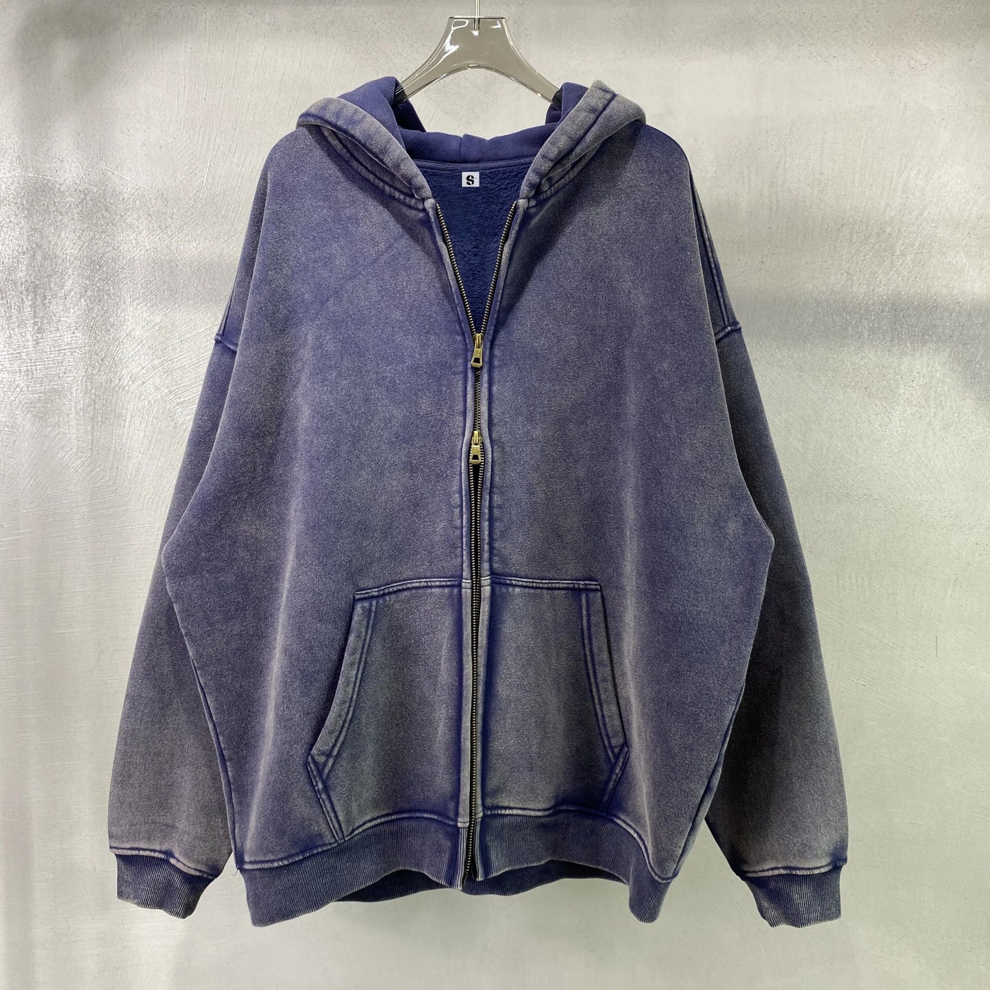 Washed Oversized Retro Zip-Up Hoodie simple, vintage, premium, professional
