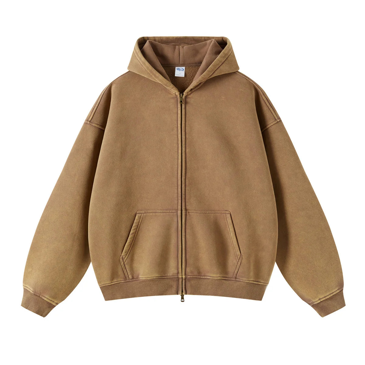 Washed Oversized Retro Zip-Up Hoodie simple, vintage, premium, professional