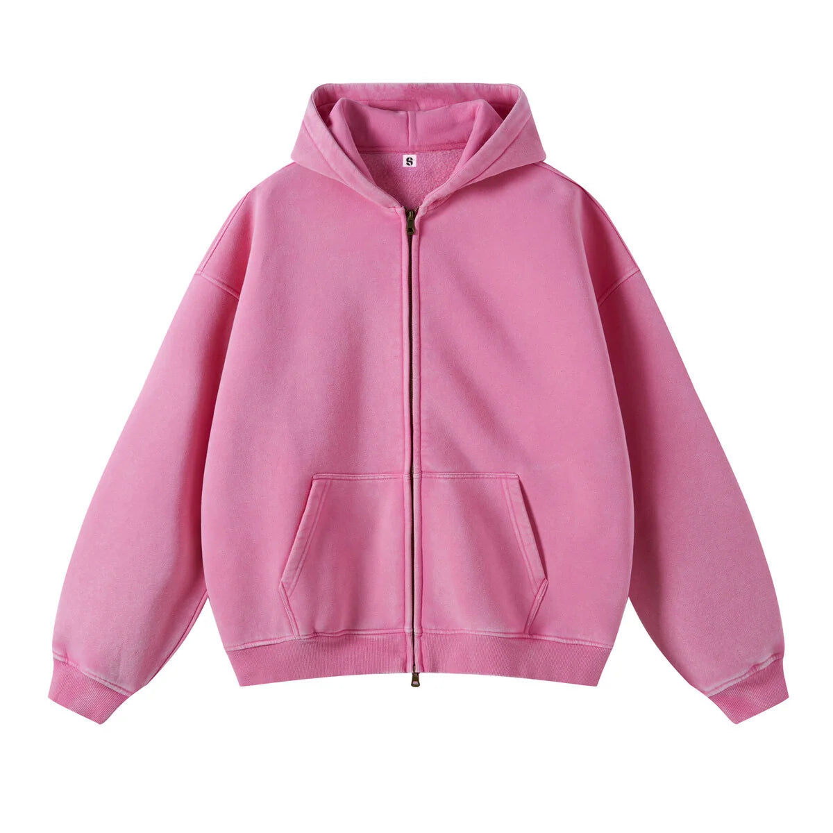 Washed Oversized Retro Zip-Up Hoodie simple, vintage, premium, professional