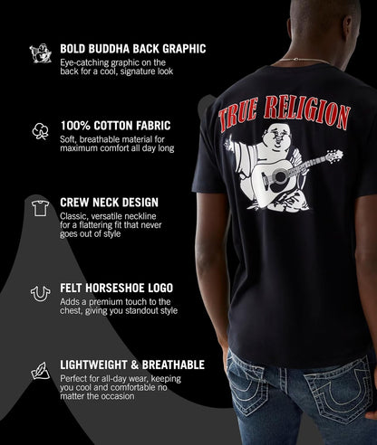 True Religion Men’S Buddha Logo Crew Neck Tee Shirt