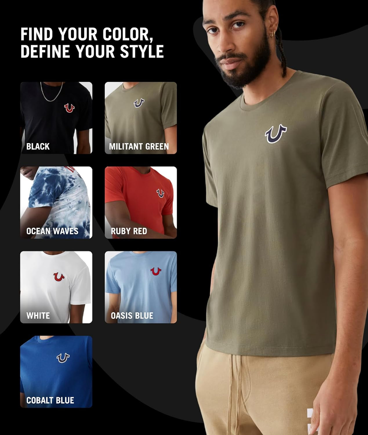 True Religion Men’S Buddha Logo Crew Neck Tee Shirt