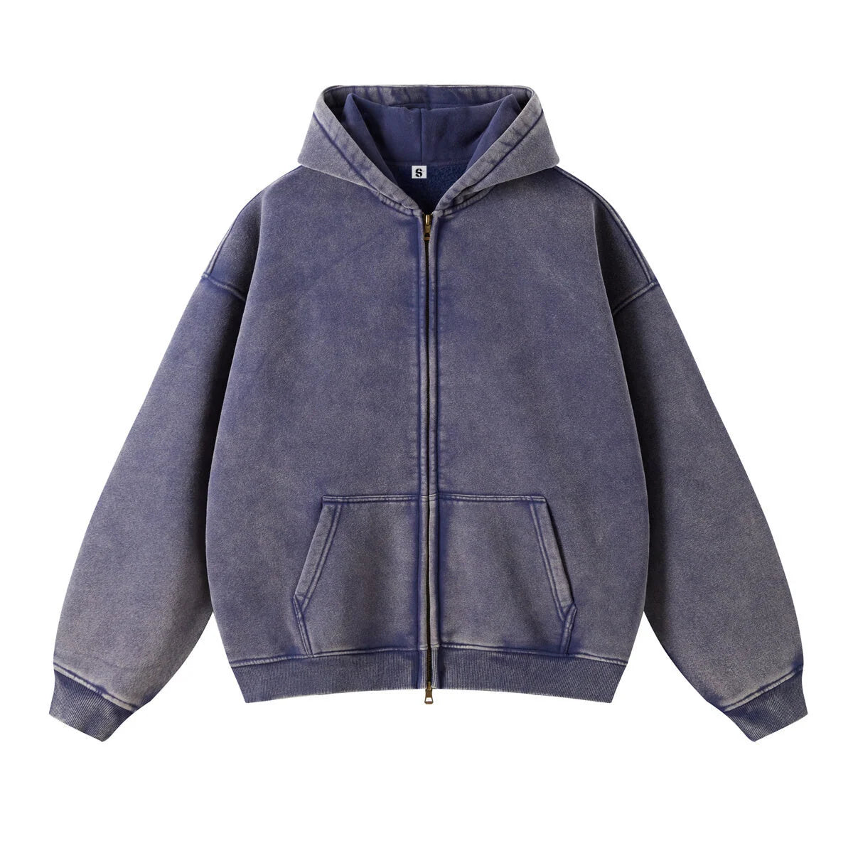 Washed Oversized Retro Zip-Up Hoodie simple, vintage, premium, professional