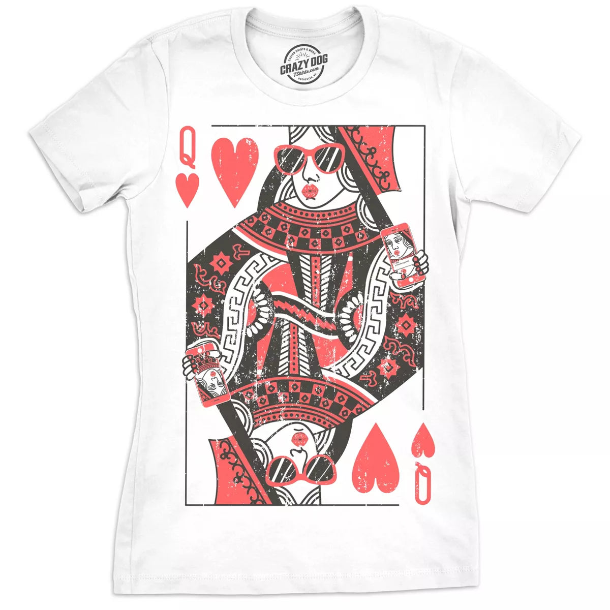 Womens Queen of Hearts T Shirt Funny Vintage Graphic Cool Cute Tee for Ladies - Crazy Dog Women'S T Shirt for Valentines Gift simple, vintage, premium, professional