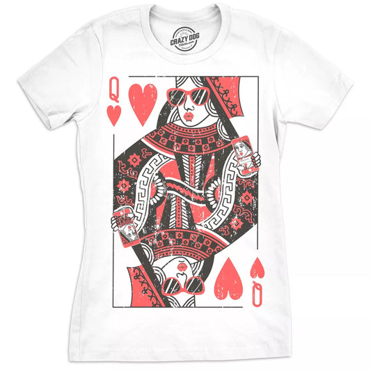 Womens Queen of Hearts T Shirt Funny Vintage Graphic Cool Cute Tee for Ladies - Crazy Dog Women'S T Shirt for Valentines Gift simple, vintage, premium, professional