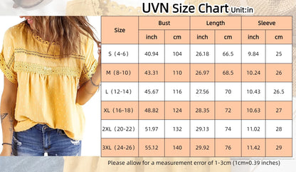 Summer Shirts for Women Short Sleeve Blouses Ladies Crewneck Lace Crochet Tops Dressy Chiffon Blouses simple, vintage, premium, professional