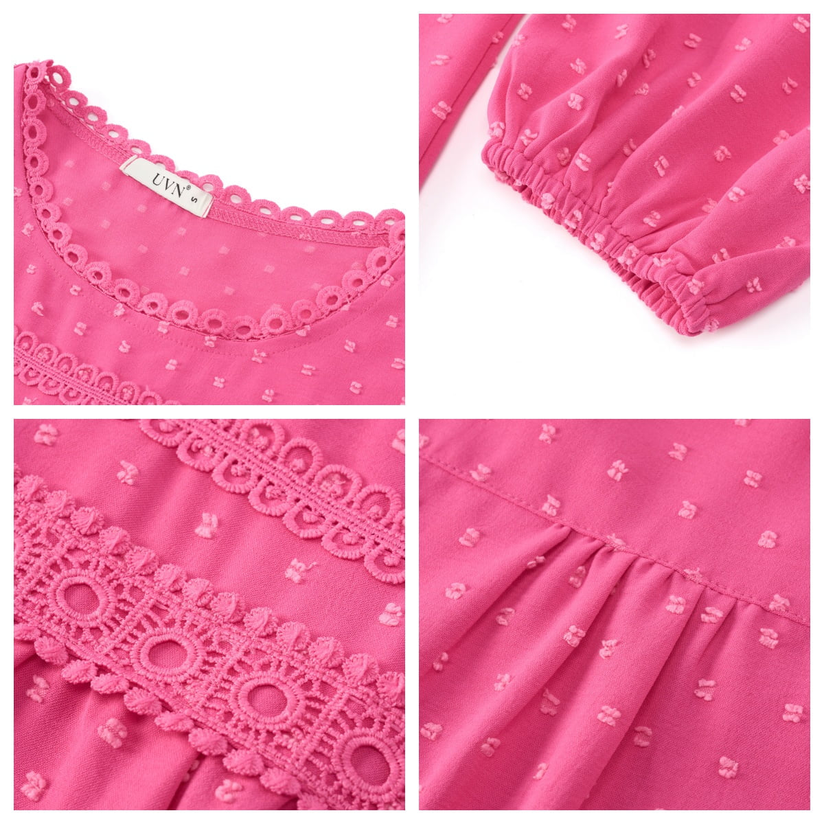 Fall Shirts for Women Long Sleeve Blouses Ladies Crewneck Lace Crochet Tops Dressy Chiffon Blouses simple, vintage, premium, professional