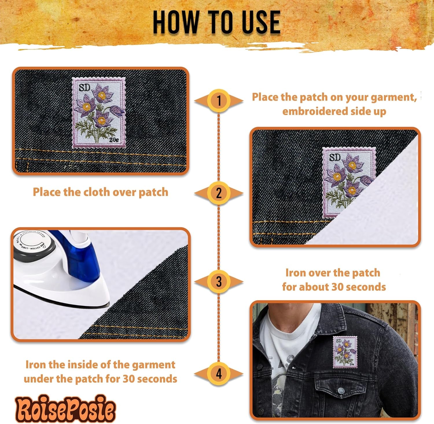 South Dakota Pasque Flower State Flower Patch, Stamp 3 Inches Iron On/Sew on Embroidered Applique Fabric Aesthetic Floral Patches for Clothes Backpacks Hat Jeans, Vintage Flower Patches simple, vintage, premium, professional