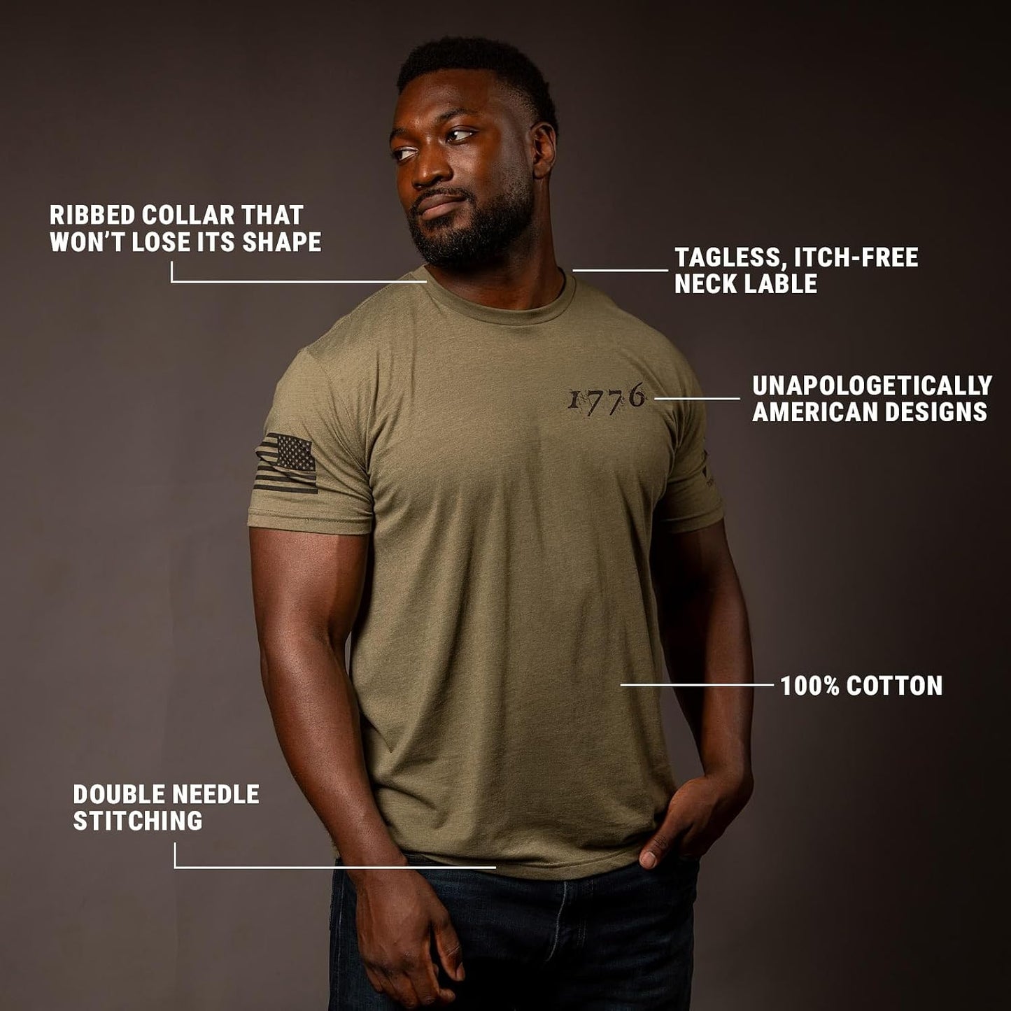 American 1776 Flag Men'S Graphic Tee simple, vintage, premium, professional