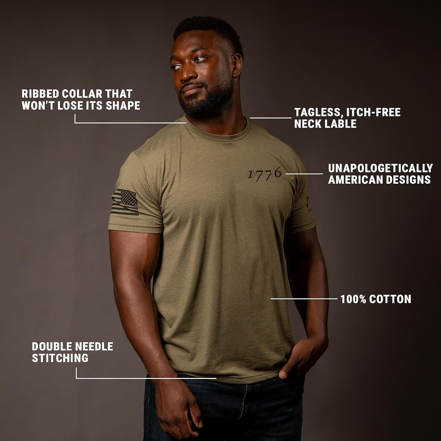 American 1776 Flag Men'S Graphic Tee simple, vintage, premium, professional