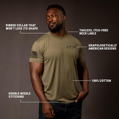 American 1776 Flag Men'S Graphic Tee simple, vintage, premium, professional