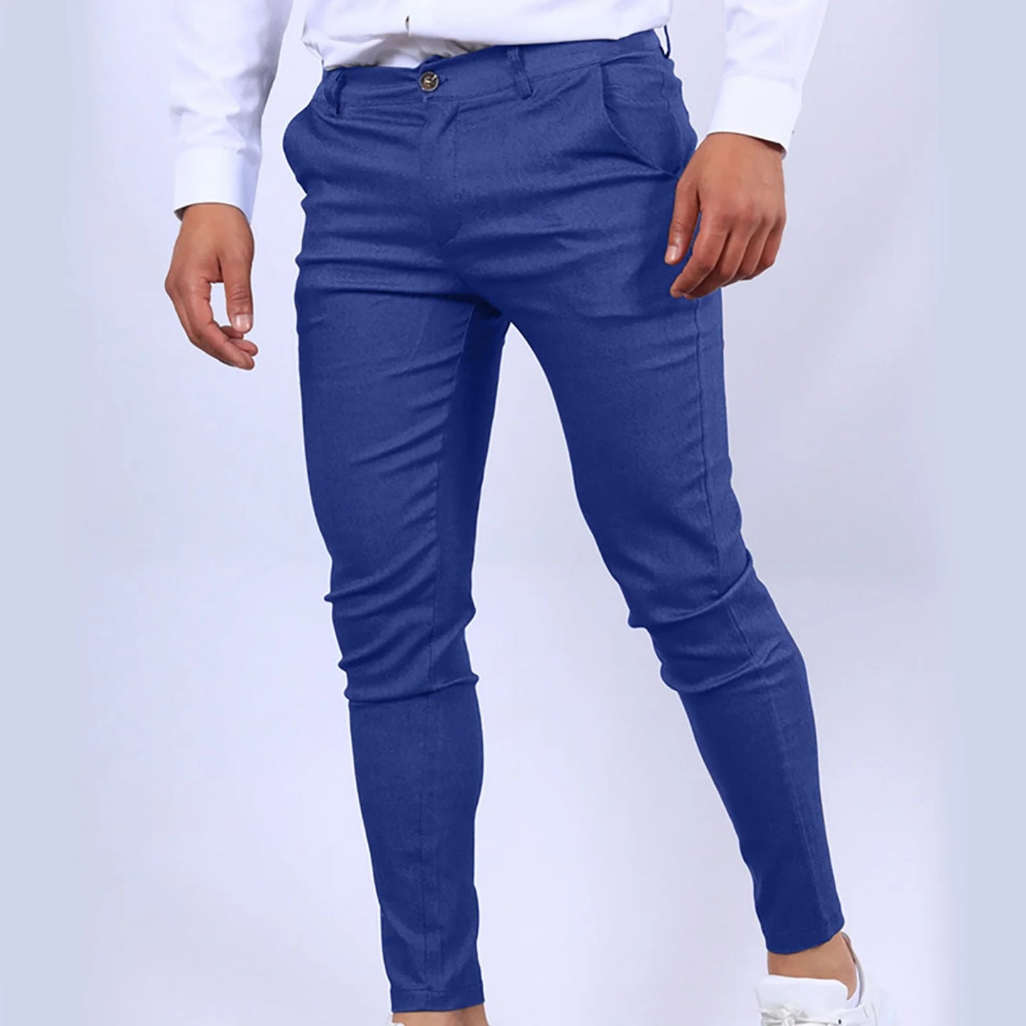 Mens Chinos Slim Fit Pants Flat Front Stretch Skinny Tapered Dress Pants Comfort Casual Solid Trousers 2024