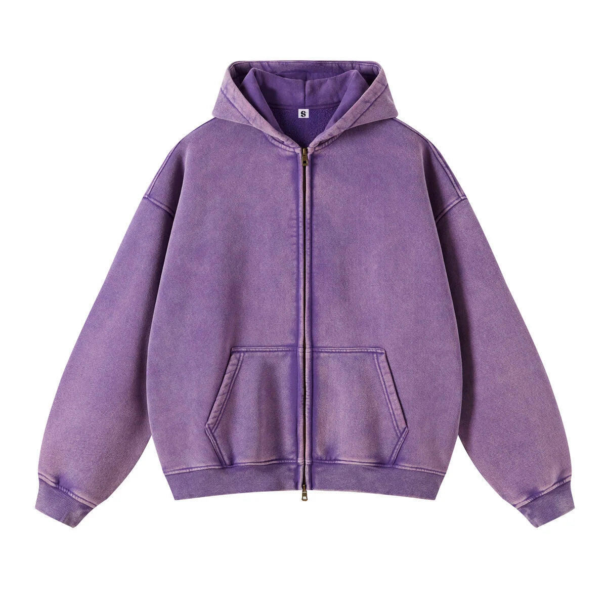 Washed Oversized Retro Zip-Up Hoodie simple, vintage, premium, professional
