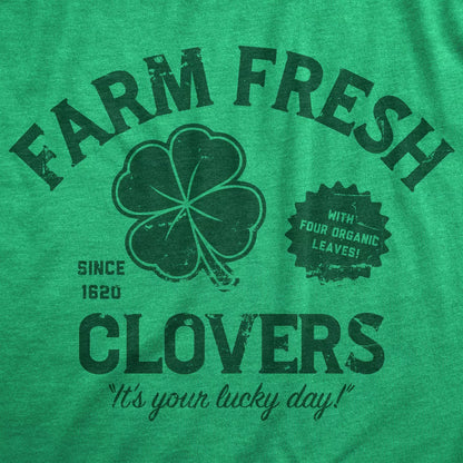 Mens Funny T Shirts Farm Fresh Clovers St Patricks Day Novelty Tee for Guys - Crazy Dog Men'S T Shirt for Saint Patrick'S Day