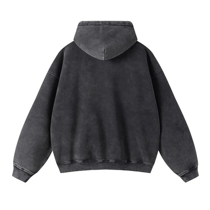 Washed Oversized Retro Zip-Up Hoodie simple, vintage, premium, professional