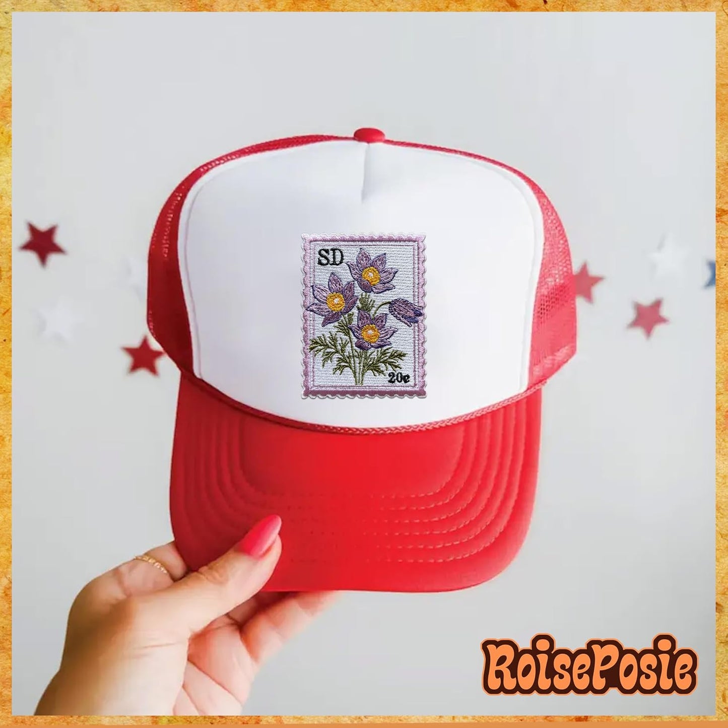 South Dakota Pasque Flower State Flower Patch, Stamp 3 Inches Iron On/Sew on Embroidered Applique Fabric Aesthetic Floral Patches for Clothes Backpacks Hat Jeans, Vintage Flower Patches simple, vintage, premium, professional