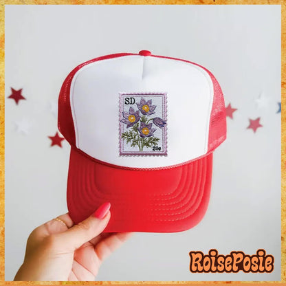 South Dakota Pasque Flower State Flower Patch, Stamp 3 Inches Iron On/Sew on Embroidered Applique Fabric Aesthetic Floral Patches for Clothes Backpacks Hat Jeans, Vintage Flower Patches simple, vintage, premium, professional
