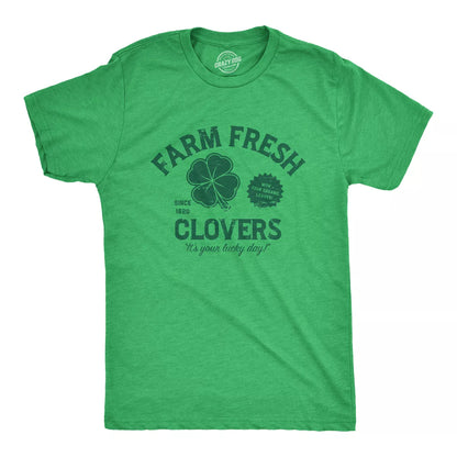 Mens Funny T Shirts Farm Fresh Clovers St Patricks Day Novelty Tee for Guys - Crazy Dog Men'S T Shirt for Saint Patrick'S Day