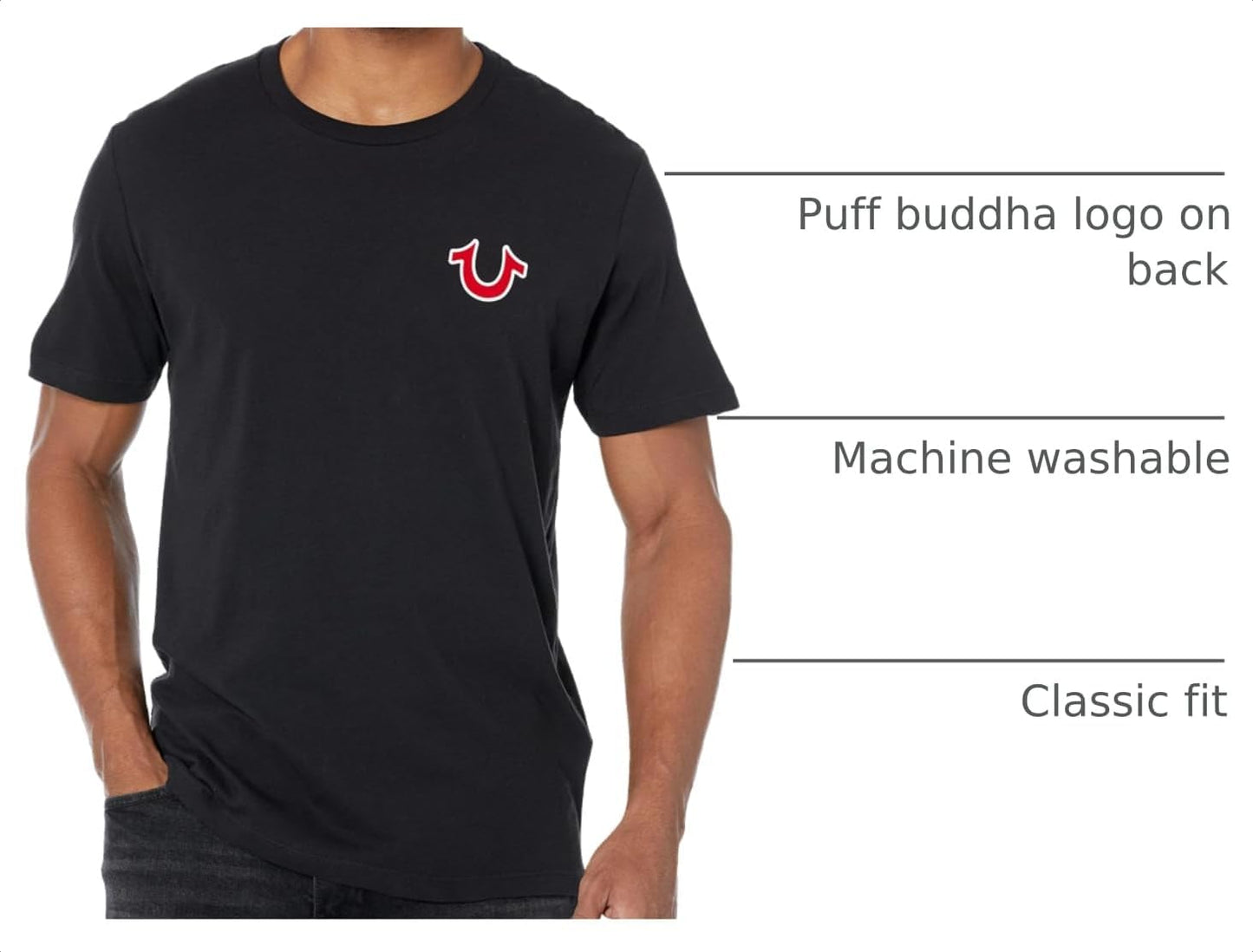 True Religion Men’S Buddha Logo Crew Neck Tee Shirt