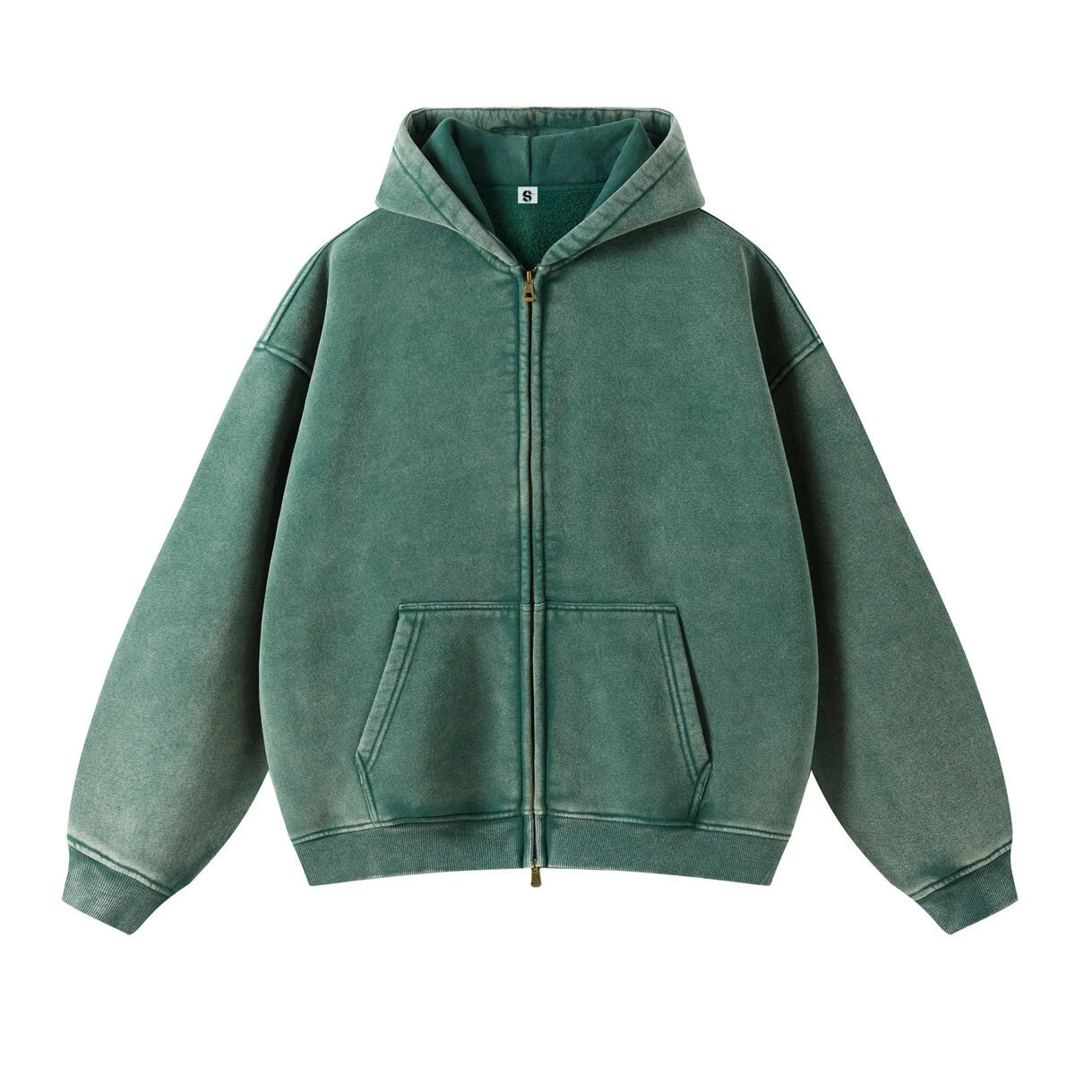 Washed Oversized Retro Zip-Up Hoodie simple, vintage, premium, professional
