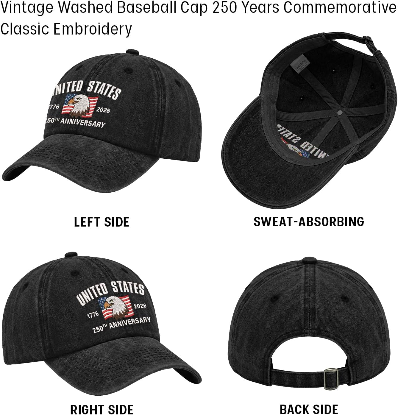 Patriotic Embroidered Baseball Cap Adjustable Dad Hat USA Freedom Vintage Style simple, vintage, premium, professional