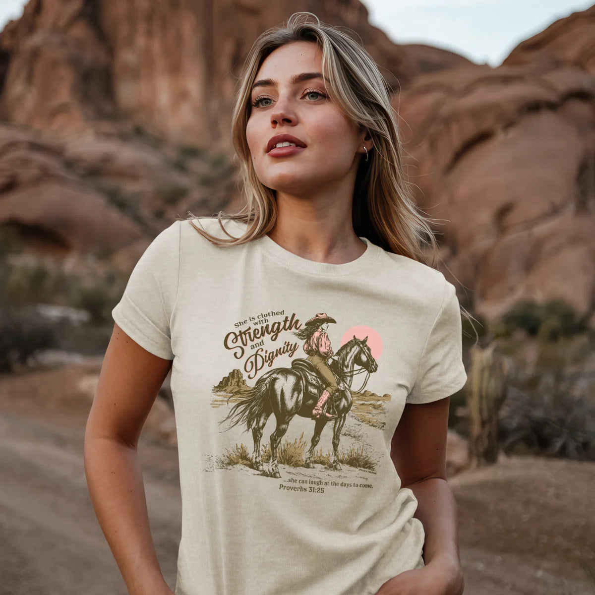 Grace & Truth Womens T-Shirt Cowgirl Strength simple, vintage, premium, professional