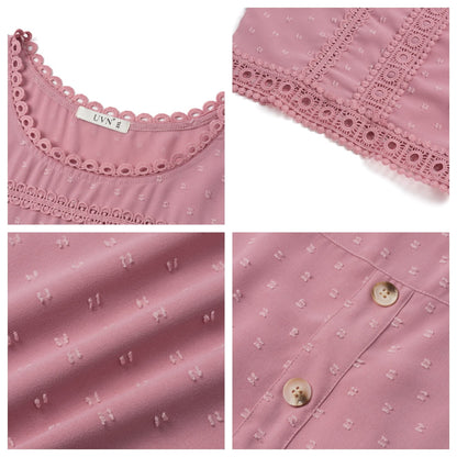 Summer Shirts for Women Short Sleeve Blouses Ladies Crewneck Lace Crochet Tops Dressy Chiffon Blouses simple, vintage, premium, professional