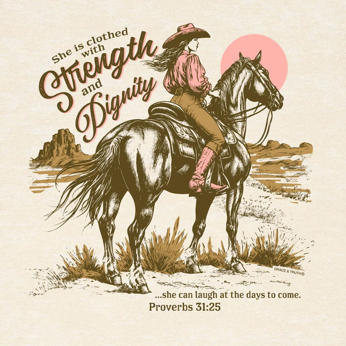 Grace & Truth Womens T-Shirt Cowgirl Strength simple, vintage, premium, professional